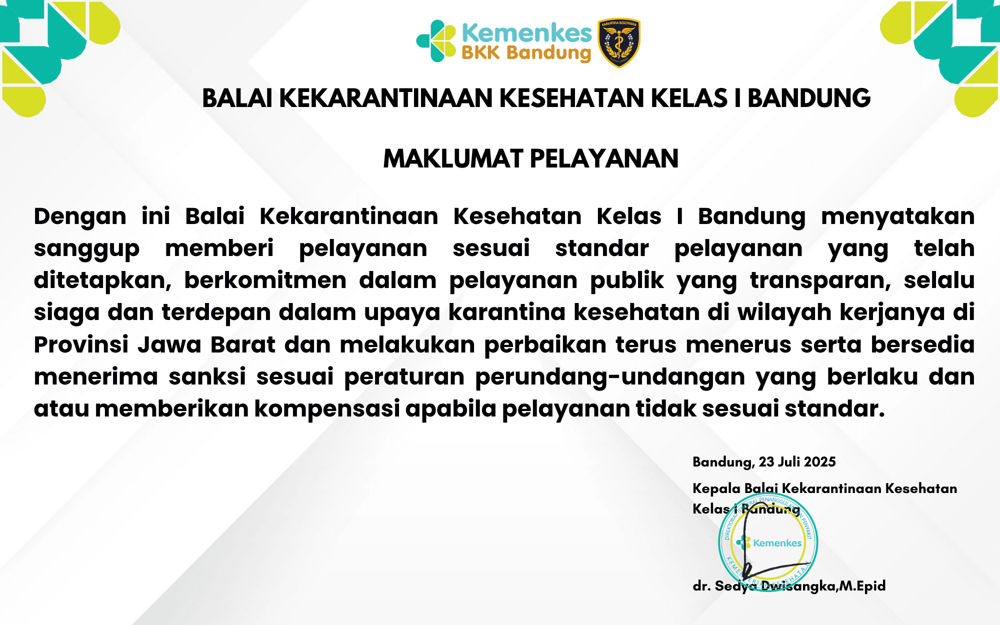Maklumat Pelayanan BKK