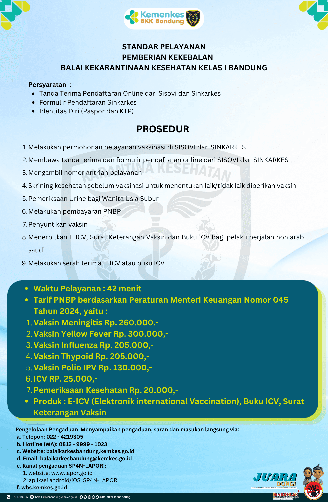 STANDAR PELAYANAN PEMBERIAN KEKEBALAN